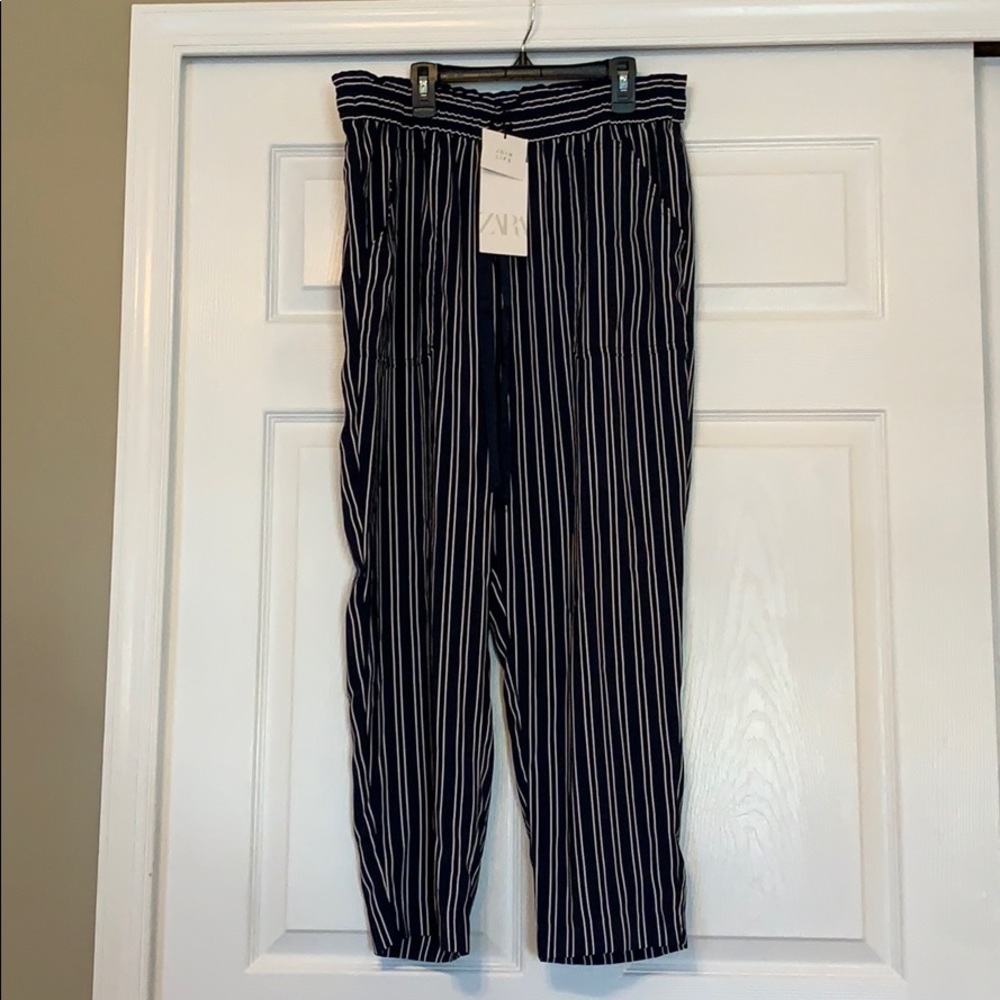 Zara nautical pinstripe pants with pockets